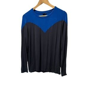 ICONE Blue & Grey Colour Blocked Crew Neck Soft Long Sleeve Top M